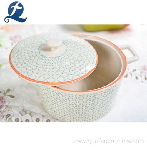 Eco Friendly Food Warm Casserole Ceramic Soup Pot